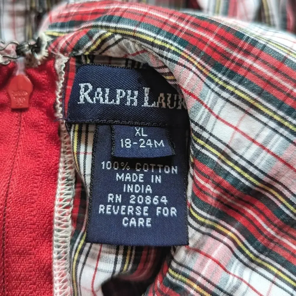 Ralph Lauren Classy Christmas Smocked Dress Girls 18-24m Tartan Plaid